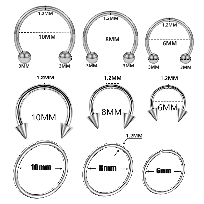 Septum Clicker Ring - 9pcs/lot Steel Ear Piercings Helix Piercings