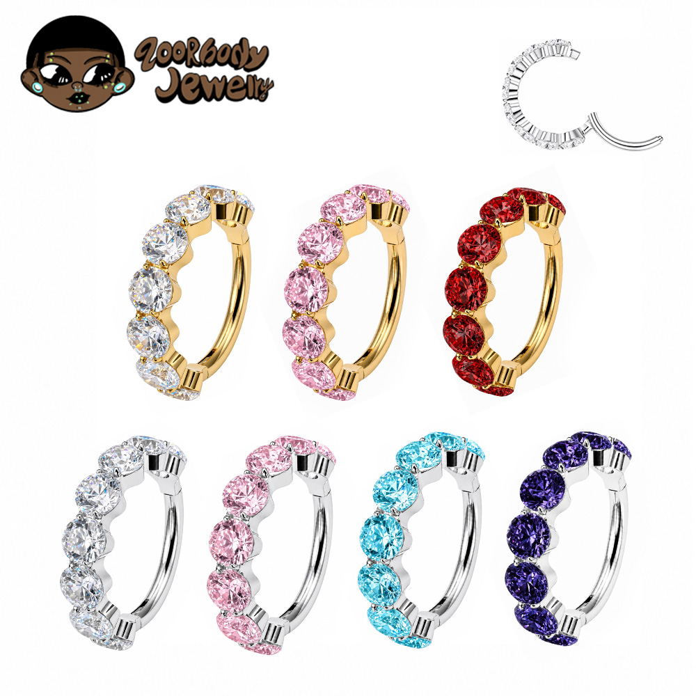 Septum Clicker Ring - ZOOR F136 Titanium Luxury Zircon Hinge