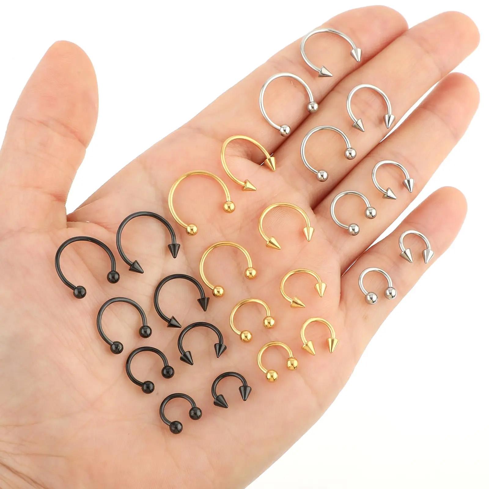 Septum Clicker Ring - 4pcs Simple Stainless Steel Horseshoe Nose
