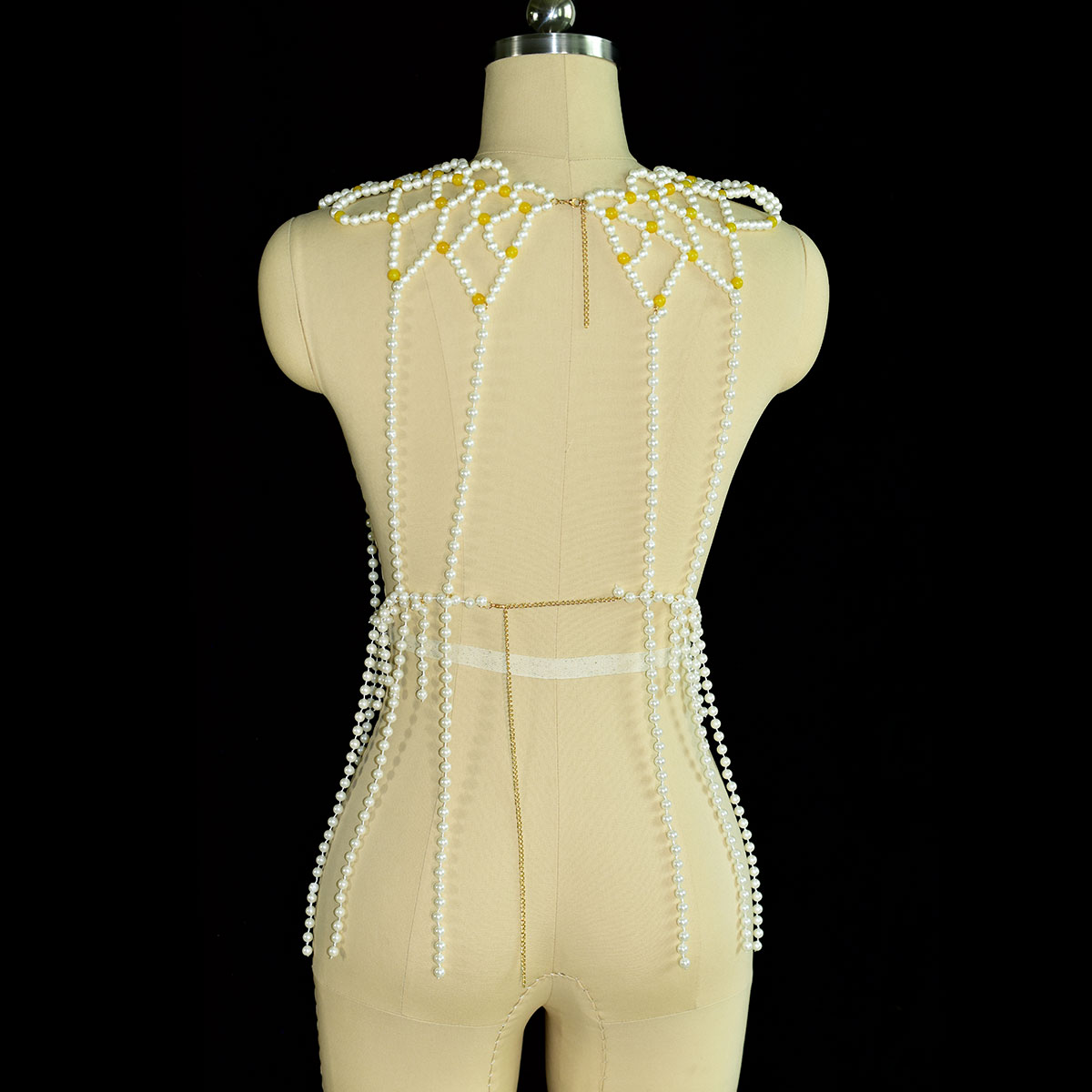 Fashion Faux Pearl Body Jewelr - Yellow Body Jewelry 评论和价格