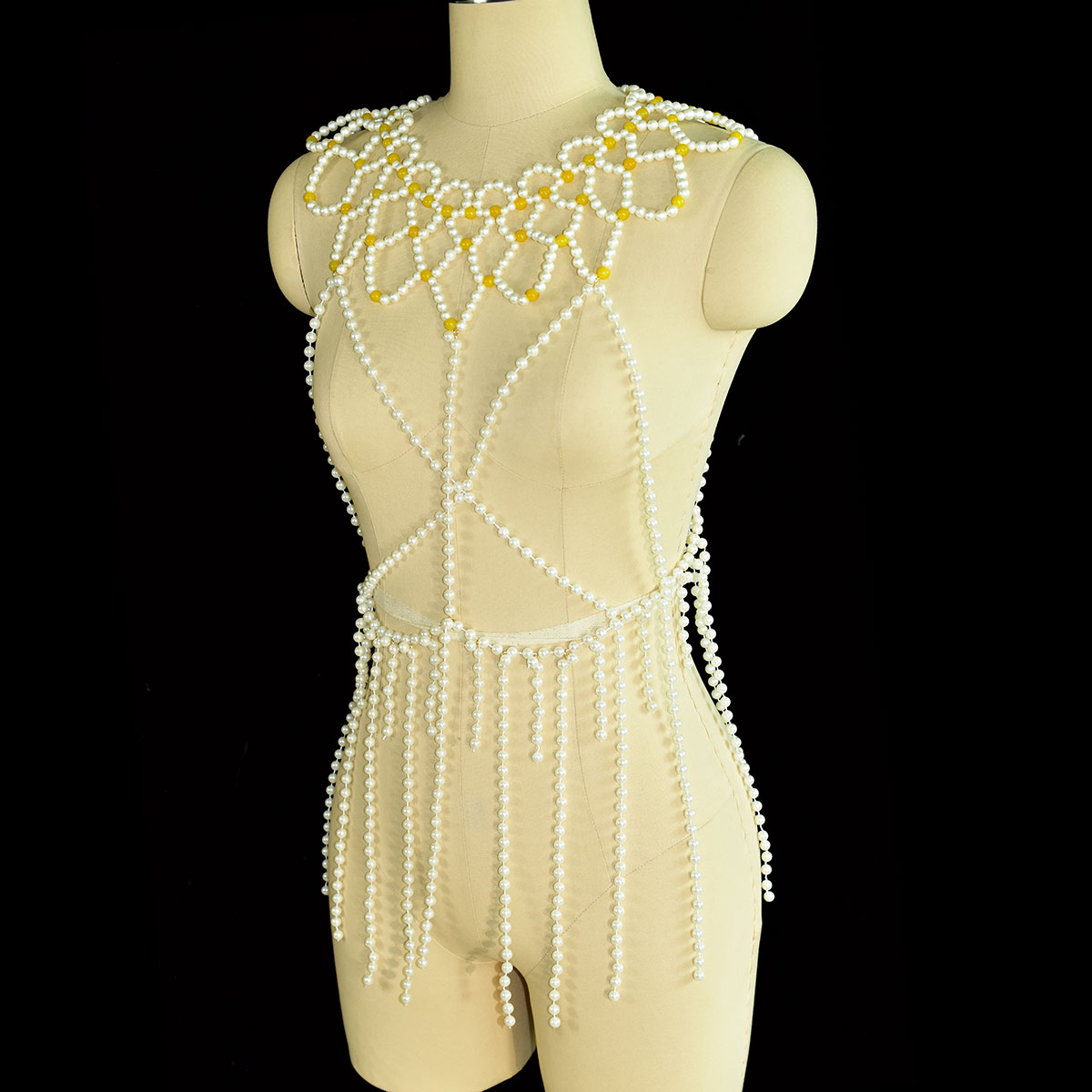 Fashion Faux Pearl Body Jewelr - Yellow Body Jewelry 评论和价格