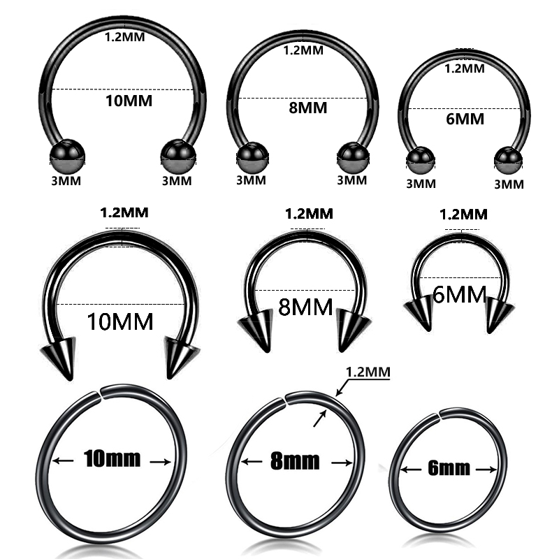 9pcs/lot Steel Ear Piercings H - Septum Clicker Ring 评论和价格
