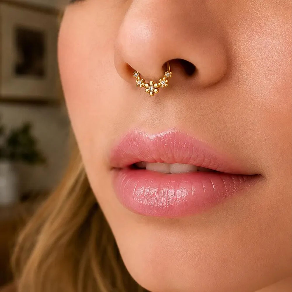1PC Stainless Steel CZ Septum  - Septum Clicker Ring 评论和价格