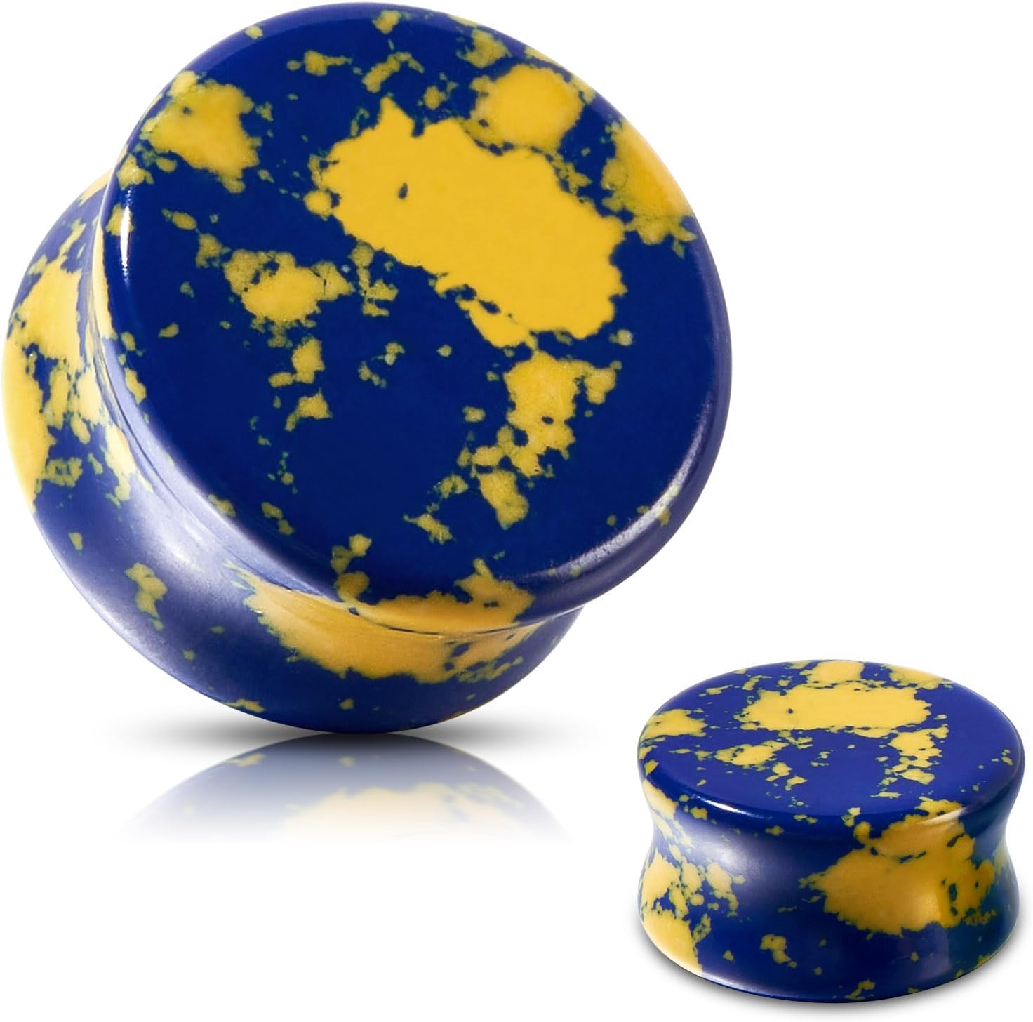 Stone Ear Gauges Plugs Saddle  - Yellow Body Jewelry 评论和价格