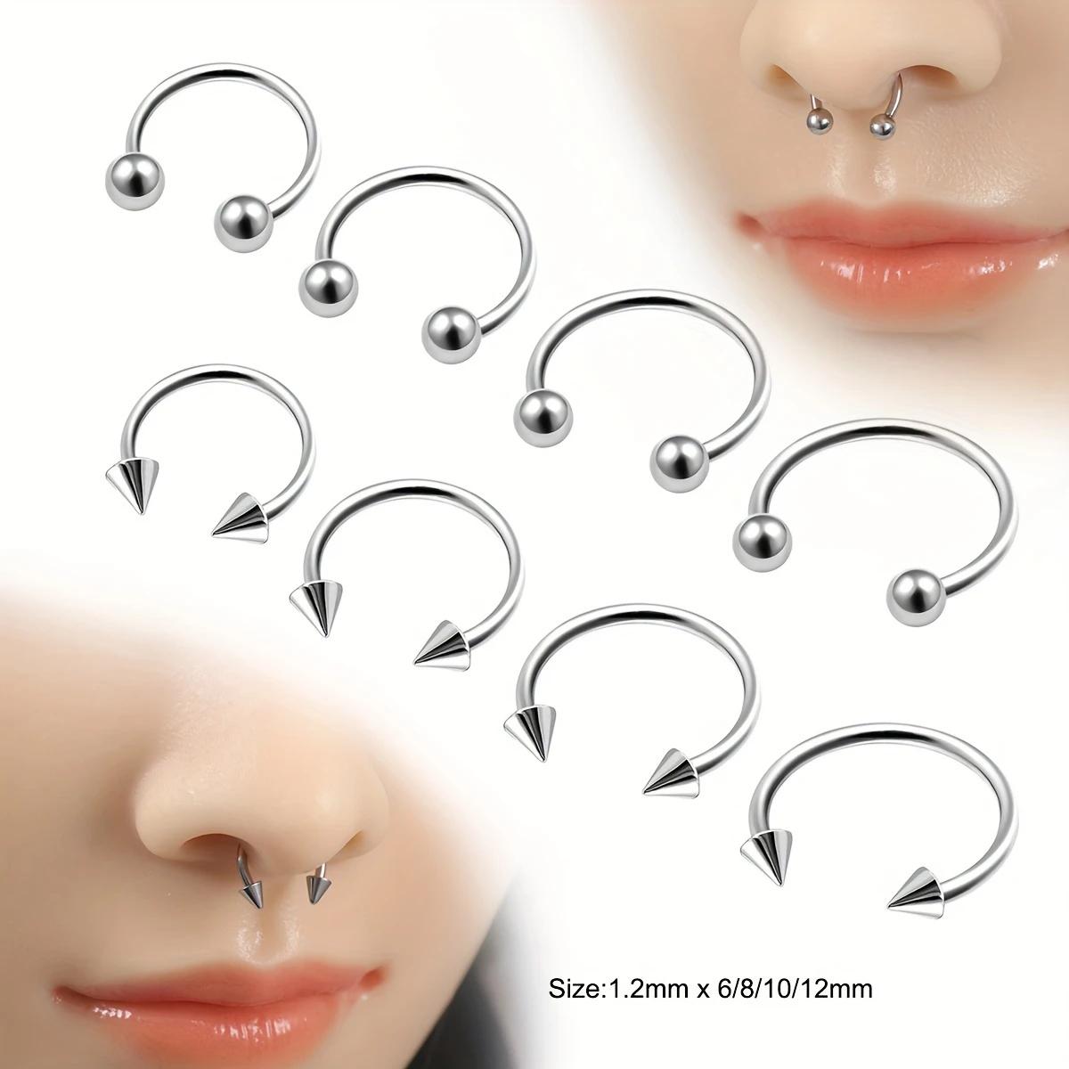 4pcs Simple Stainless Steel Ho - Septum Clicker Ring 评论和价格