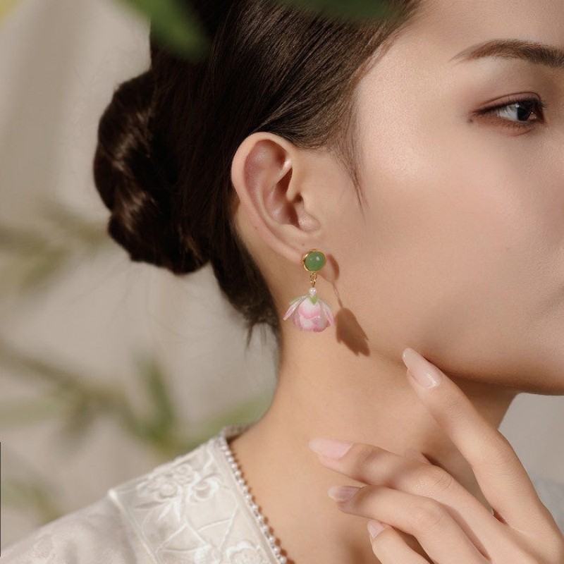 Unique Lotus Flower Drop Earri - Body Jewelry Wholesale 评论和价格